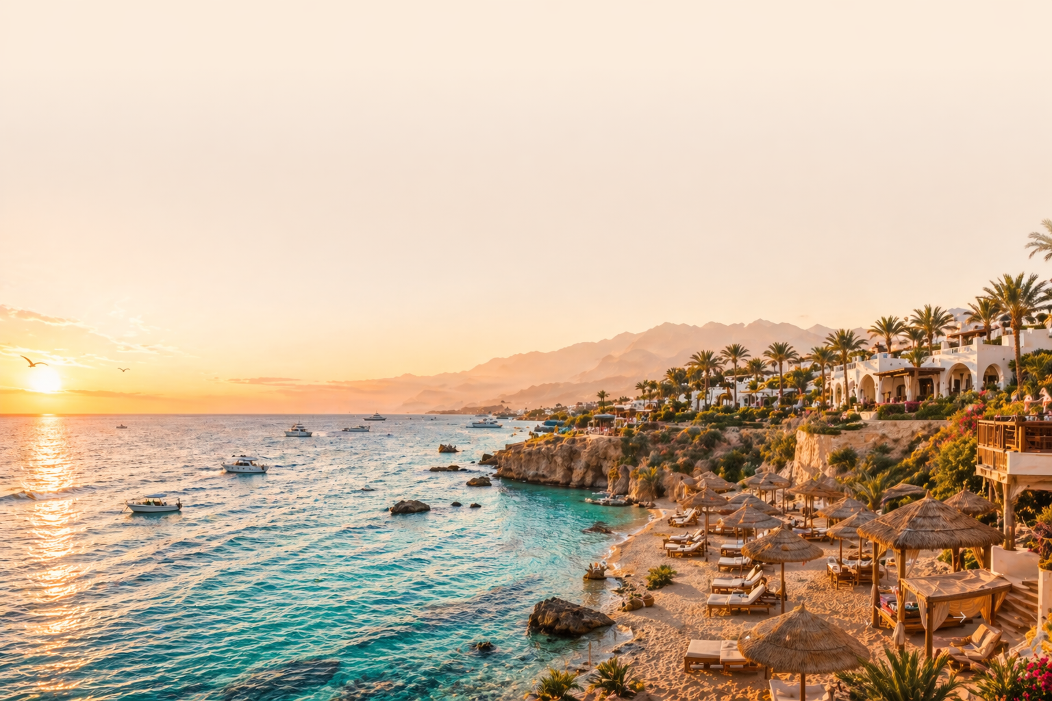 Sundiva Travel beach resort at sunset